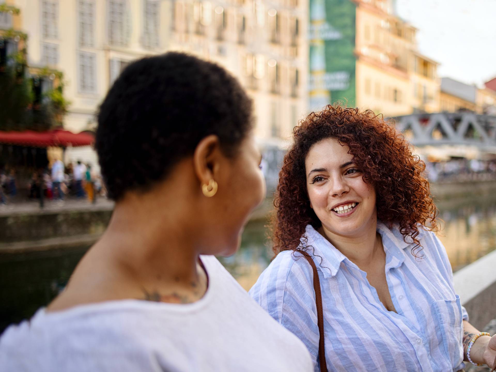 Multicultural female best friends having fun together